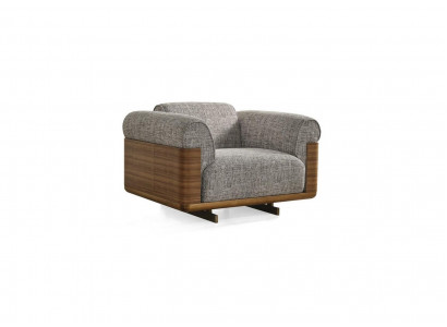 Fauteuil Stof Oorfauteuil 1-Zits Polyester Grijs Woonkamer Modern