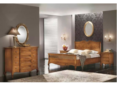 Bed 2x nightstands chest of drawers 5-piece set Bedroom Italian furniture