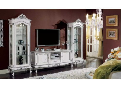 Woonkamerset wandplank tv-standaard woonwand 2x vitrine ontwerp 3-delig nieuw.
