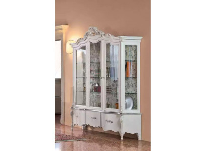 Luxe houten vitrine sideboard designkasten wit Italiaanse meubels.