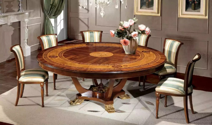 Ronde tafel houten tafels klassieke stijl eetkamer meubels bruin nieuw