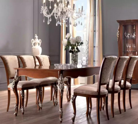 Eetkamer set 6x stoelen eetgroep hout gestoffeerde luxe stoel nieuw