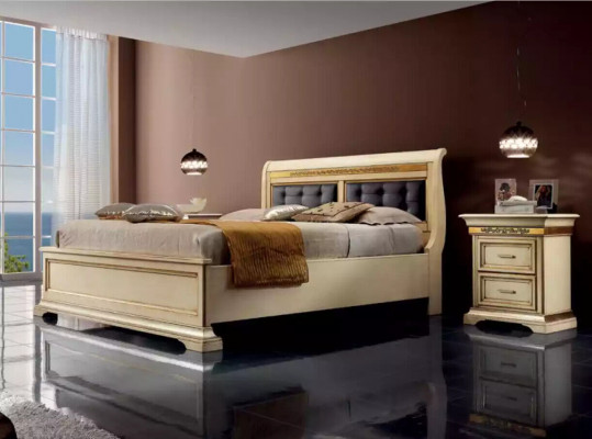Bed 2x Bedside tables 3-piece Bedroom Set Designer Luxury Complete Sets