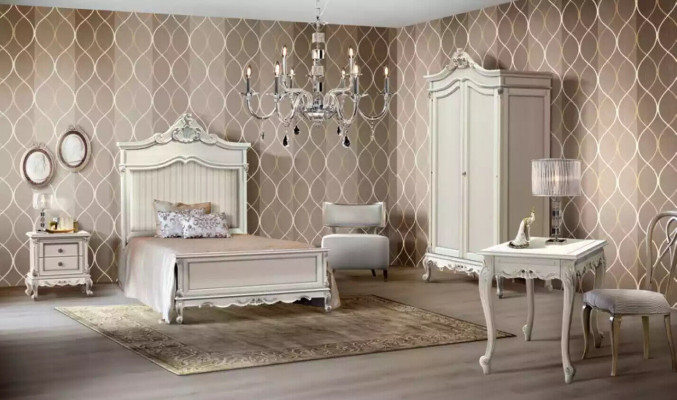 Slaapkamer Set Stijl Modern Bed Nachtkastje Bureau Meubels 4-delig.
