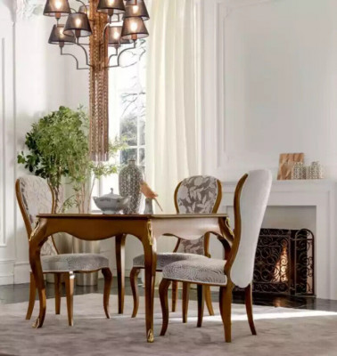 Eettafel Eetkamer Bruin Eetgroep Klassieke Tafel 4x Stoelen Set 6 stuks