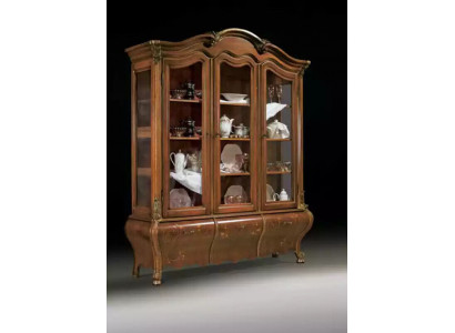 Luxe houten vitrine dressoir ontwerpkasten bruin Italiaanse meubels