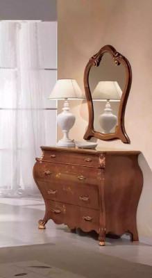 Slaapkamer spiegel commode hout Klassiek design Luxe Bruin Nieuw