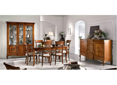 Eettafel 6x stoelen Eetkamer Eethoek Houten dressoir 9-delige set.