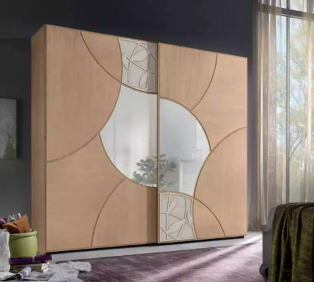 Kledingkast met zweefdeuren Slaapkamer Houten Kast Bruin Spiegel