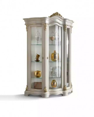 Vitrine Houten Kast Klassiek Wit Kasten Ontwerp Woonkamer Glas