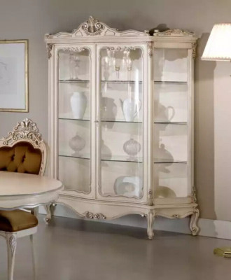 Vitrine glazen kast vitrine woonkamer hout dressoir luxe meubels nieuw.