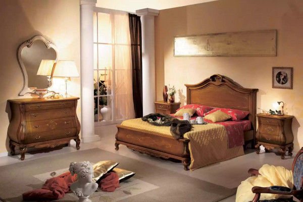 Slaapkamer ladekast met spiegel Luxe klassieke meubelset 2-delig hout