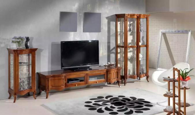 Italiaans Stijl Meubels Woonkamer 3-delig Set Klassiek 2x Vitrine Bruin