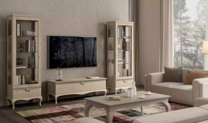 Woonkamer rtv vitrine woonwand kasten design art deco vitrine set.  -> Woonkamer RTV vitrine woonwand kasten design art deco vitrine set.