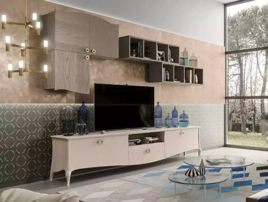 Wandmeubel RTV wandschakel plank woonkamer houten kasten muur planken