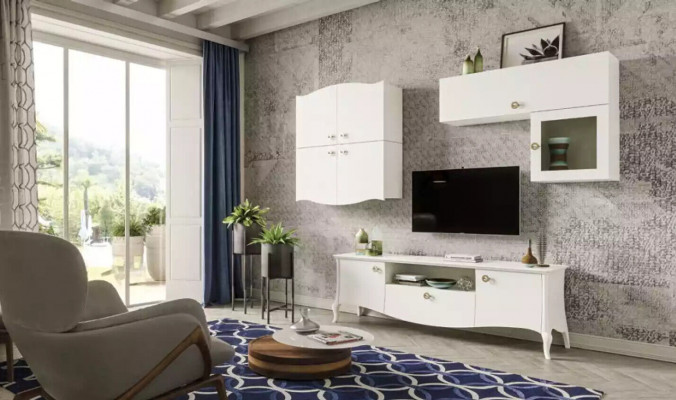 Luxe tv-standaard voor de woonkamer rtv Lowboard dressoir wandmeubel wit Nieuw