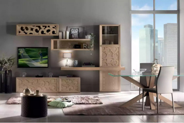 Woonwand Hout Stijl Klassieke Italiaanse Woonkamer Meubels Kast
