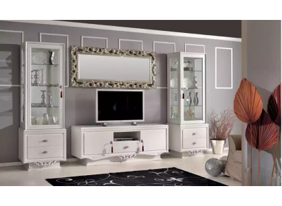 TV-stand Italiaans woonkamer 2x Vitrine Luxe tv dressoir Wit