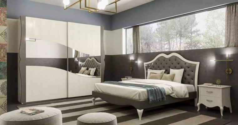 Bedroom set bed 2x bedside table Modern Italian furniture 3 pieces.