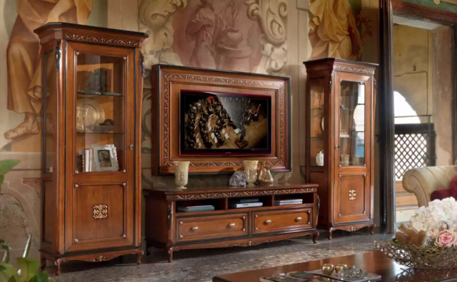 RTV Lowboard Klassieke woonwand TV-frame Bruin Woonkamerset 4-delig