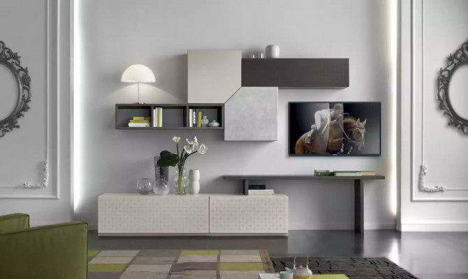 TV-kast Italiaanse meubelen Woonkamer Luxe dressoir Woonkamerwand Hout