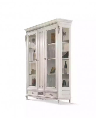 Klassieke vitrinekast Woonkamer vitrinekast Wit Glazen vitrine Nieuw