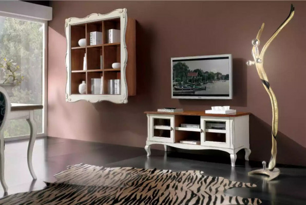 Woonwand Wandkast Woonkamer Lowboard Klassieke Design Set 2-delig.