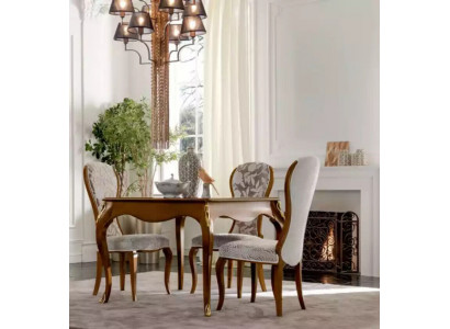 Luxe eetkamerset bruin, klassieke tafel, 4 stoelen, 5-delige set