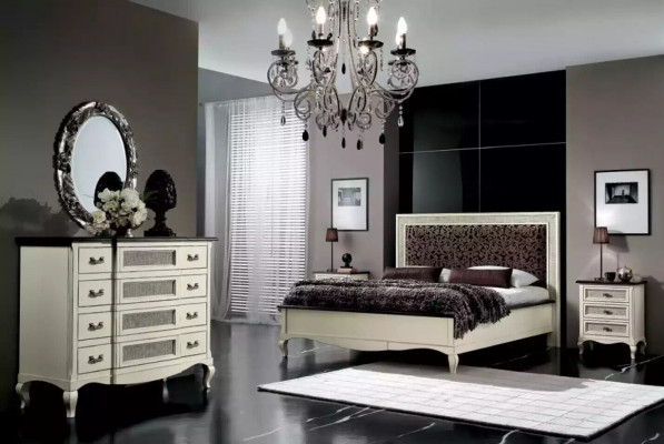 Hout Italiaanse meubels Design meubels Stijl 2-delige commode met spiegel Nieuw