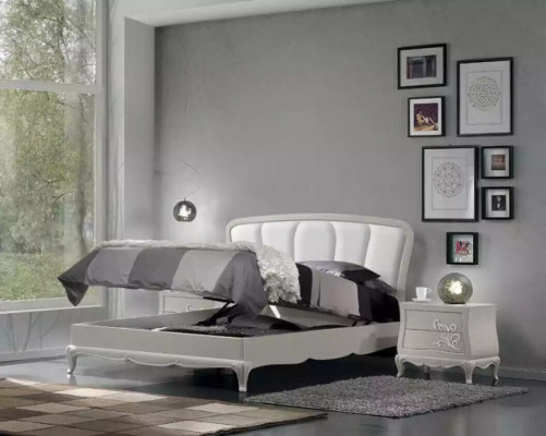Bed 2x Nightstands 3 pcs. Bedroom Set Modern Luxury Bedroom