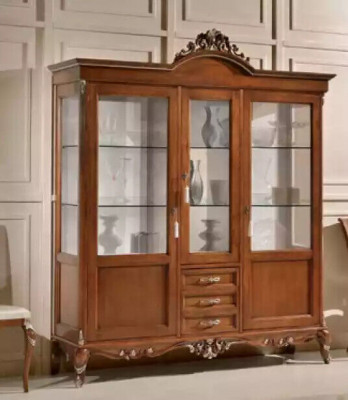 Vitrine houten kast Klassieke vitrines houten design woonkamer glas