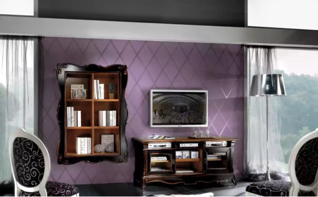 TV standaard woonwand planken woonkamer klassieke houten design meubels nieuw