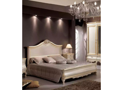 Houten tweepersoonsbed Luxe design Slaapkamermeubels Klassiek Beige