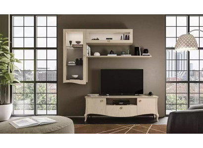 Luxe tv-stand woonkamer tv Lowboard wandplanken Beige woonwand Nieuw