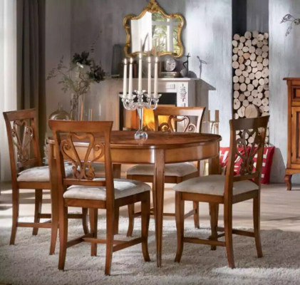 Compleet set eettafel 4x stoelen eetkamerset eetgroep houten tafel 5-delig EU