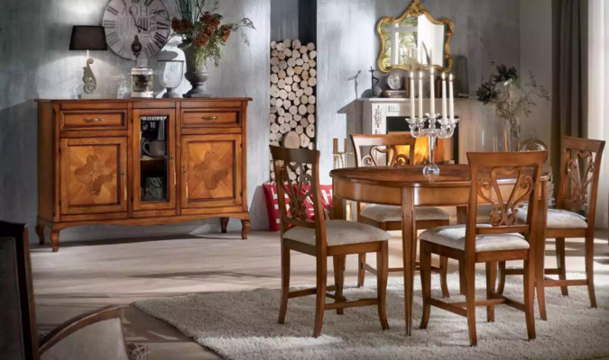 Compleet set eettafel 4x stoelen eetkamerset eetgroep houten tafel 5-delig EU