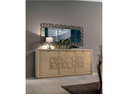 Luxe dressoir spiegel woonkamer houten kast commodes bruin 2-delig.