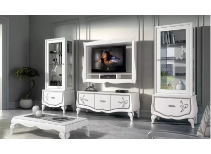 Ontwerp woonkamerset vitrine 2x tv-frame wandplank woonwand 4-delig.