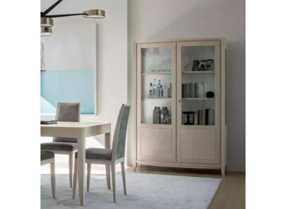 Vitrine woonkamer meubels hout vitrines glazen kast beige dressoir nieuw.