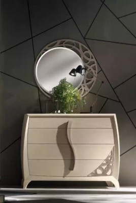 Stel dressoir spiegel ontwerper luxe console dressoir meubels hout beige.