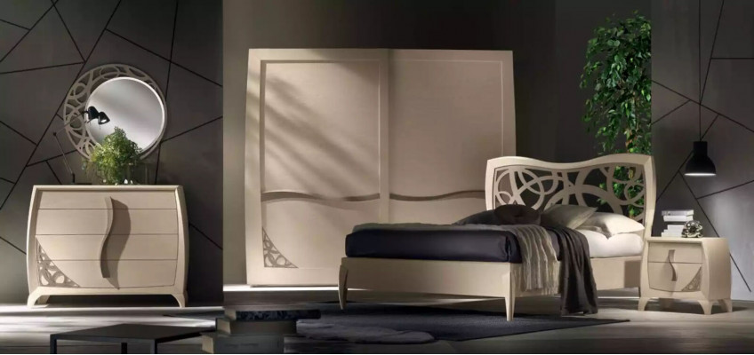 Stel dressoir spiegel ontwerper luxe console dressoir meubels hout beige.