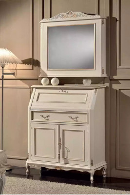 Witte commode met spiegel Klassieke stijl Meubelset 2-delig Dressoir Ladenkasten