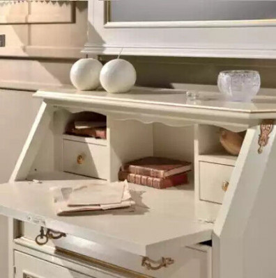 Witte commode met spiegel Klassieke stijl Meubelset 2-delig Dressoir Ladenkasten
