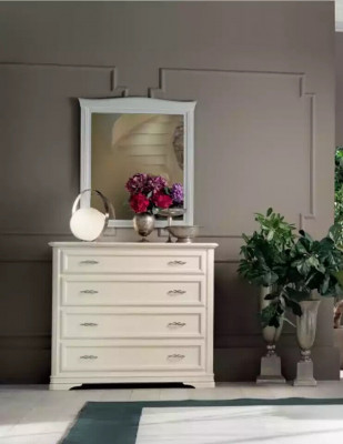 Commode met spiegel Hout Commodes Meubels Modern Kast Beige 2 delig.Nieuw