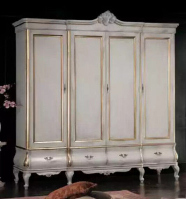 Witte luxe kledingkast massief houten meubelen slaapkamer kasten kast