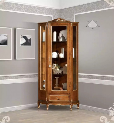 Luxe hoge kwaliteit vitrinekast van bruin hout Klassieke meubels