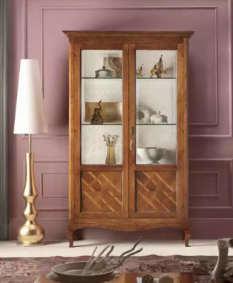 Houten vitrinekast vitrine woonkamer meubels glas dressoir luxe nieuw