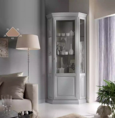 Eck Vitrine Kast Wit Vitrines Woonkamer Klassiek Design Rek