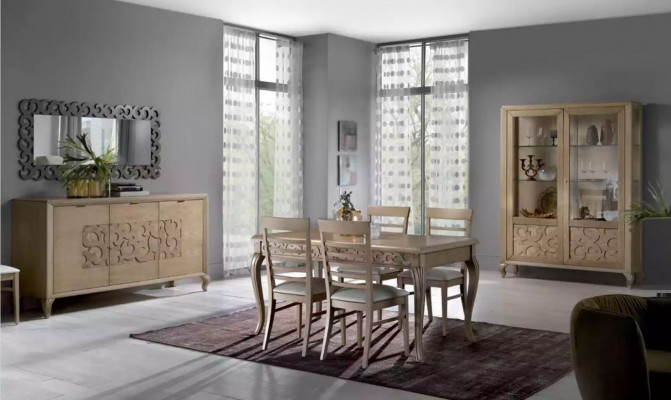 Ontwerp eetkamer set eettafel 8-delig houten meubels dressoir 4 stoelen nieuw