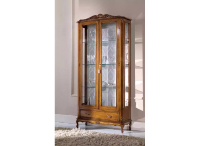Luxe glazen vitrinekasten van bruin hout Klassieke meubels vitrinekast
